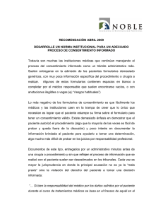 Desarrolle una norma institucional para un adecuado proceso de