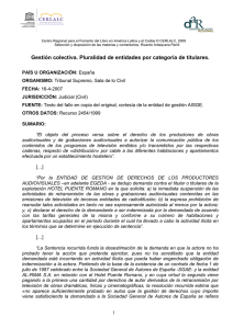 Gestión colectiva. Pluralidad de entidades por categoría de titulares.