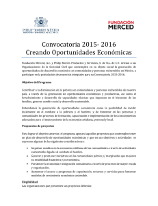 Convocatoria 2015- 2016 Creando Oportunidades Econo micas