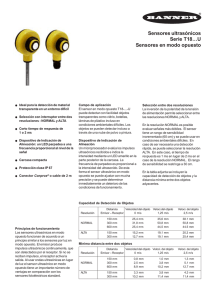 Sensores ultrasónicos Serie T18…U Sensores en modo opuesto