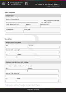 solicitud de código LEI - Registro Mercantil de Valencia y Provincia