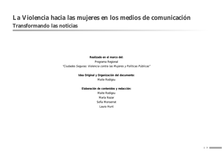 La Violencia Hacia Las Mujeres En Los Medios De Comunicación