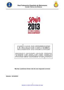 Catálogo de cuestiones IHF 2010 - Comité Técnico de Arbitros