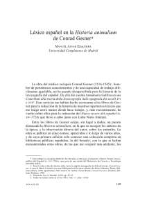 Léxico español en la "Historia animalium" de Conrad Gesner