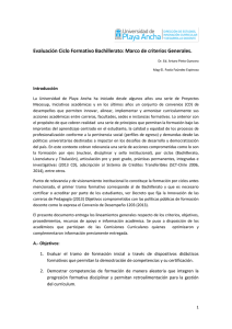 Evaluación Ciclo Formativo Bachillerato: Marco de criterios Generales.