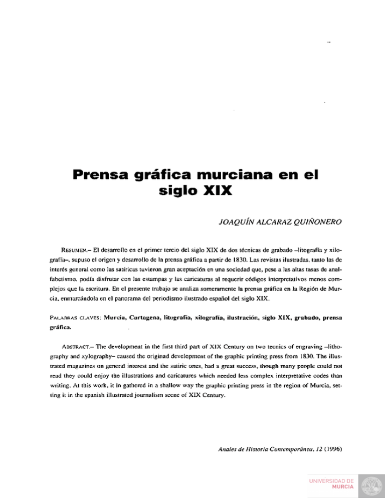 Prensa Gr Fica Murciana En El Siglo Xix