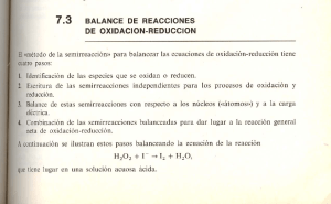 l 7.3 BALANCE DE REACCIONES DE OXIDACION