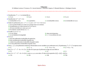 Álgebra Básica Polinomios M. Bullejos Lorenzo, P. Carrasco, P. A.