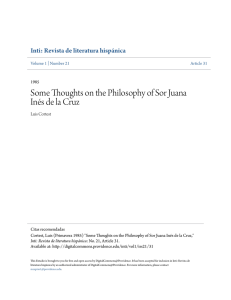 Some Thoughts on the Philosophy of Sor Juana Inés de la Cruz