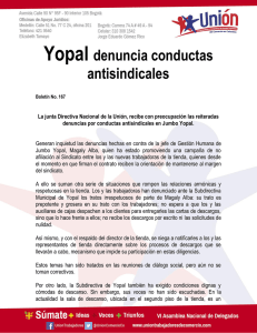 Yopal denuncia conductas antisindicales
