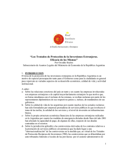 “Los Tratados de Protección de la Inversiones Extranjeras. Eficacia