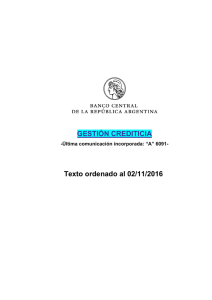 GESTIÓN CREDITICIA Texto ordenado al / /201
