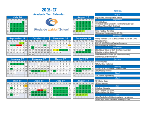 Academic Year Calendar - The Westside Waldorf School