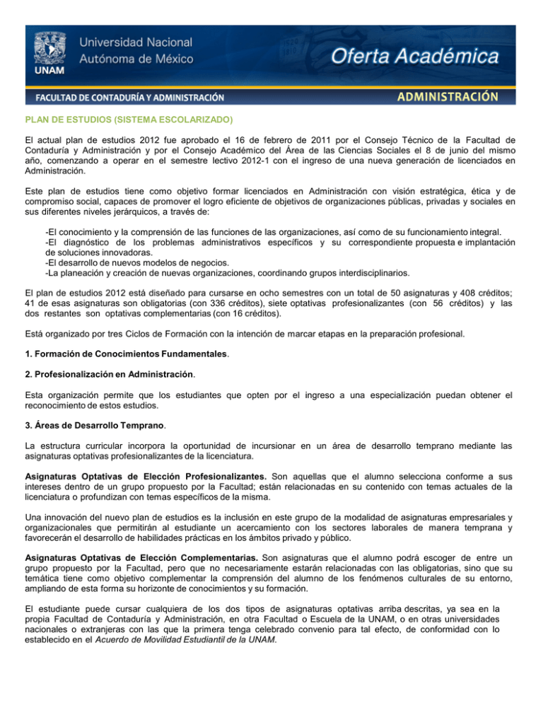 PLAN DE ESTUDIOS - Oferta Académica UNAM