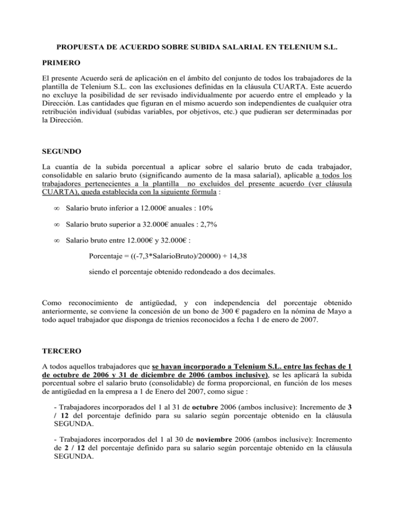 PROPUESTA DE ACUERDO SOBRE SUBIDA SALARIAL EN