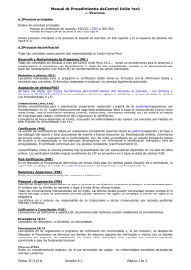 Manual de Procedimientos de Control Unión Perú e. Procesos