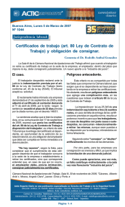Certificados de trabajo (art. 80 Ley de Contrato de Trabajo) y