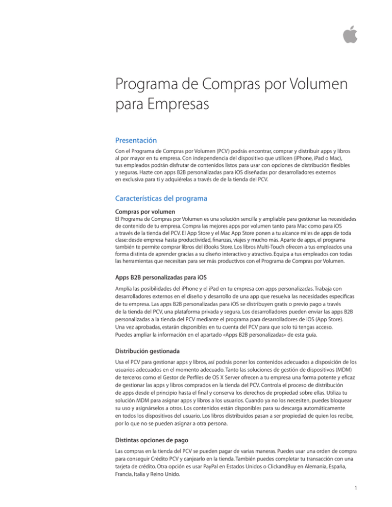 Programa de Compras por Volumen para Empresas Programa de Compras por Volumen para Empresas