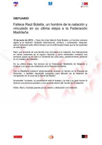 Fallece Raúl Botella, un hombre de la natación y vinculado en su