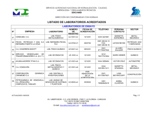 Lista de Laboratorios Acreditados - SENCAMER Venezuela