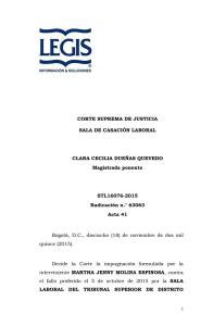 CORTE SUPREMA DE JUSTICIA SALA DE CASACIÓN LABORAL