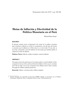 Metas de Inflación y Efectividad de la Politica Monetaria en el Perú