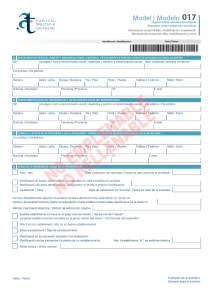 Modelo 017: Declaración censal de alta, modificación y cese