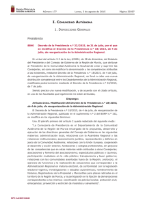 Decreto de la Presidencia n.º 33/2015, de 31 de julio