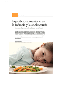 Equilibrio alimentario en la infancia y la adolescencia