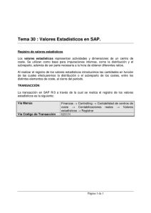 Tema 30 : Valores Estadísticos en SAP.