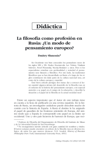 La filosofía como profesión en Rusia