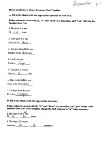 Direct and indirect Object Pronouns Used Together - Parkway C-2