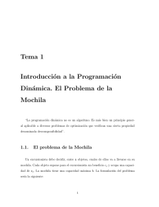 Tema 1 Introducción a la Programación Dinámica. El Problema de