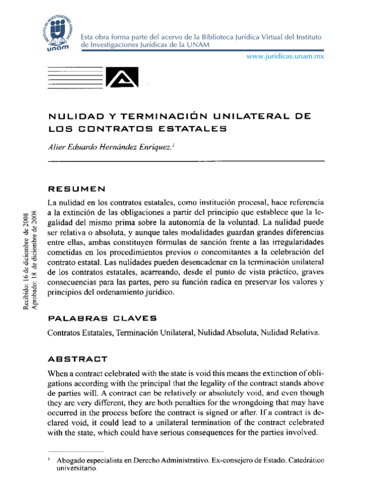 NULIDAD Y TERMINACI N UNILATERAL DE Alier Eduardo