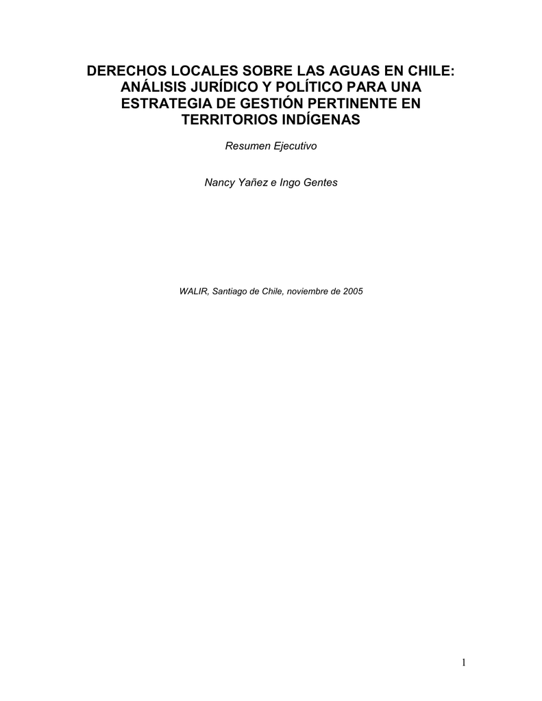 derechos locales sobre las aguas en chile análisis jurídico y político
