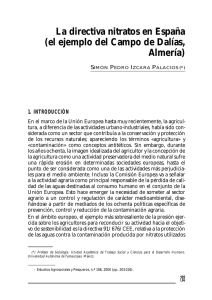 La directiva nitratos en España (el ejemplo del Campo de Dalías