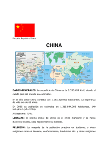 DATOS GENERALES: La superficie de China es de 9.536.499 Km²