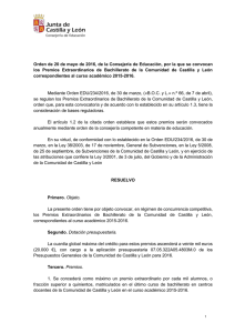 Orden de 20 de mayo de 2016, de la Consejería de Educación, por