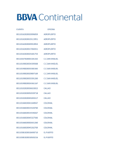 CUENTA OFICINA 00110162020020096059 AEROPUERTO
