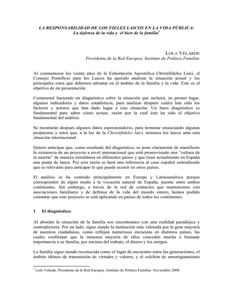 LA RESPONSABILIDAD DE LOS FIELES LAICOS EN LA VIDA