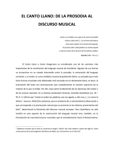 EL CANTO LLANO: DE LA PROSODIA AL DISCURSO MUSICAL