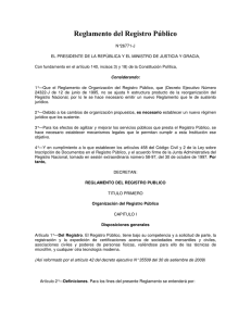 Reglamento del Registro Público - Tribunal Registral Administrativo