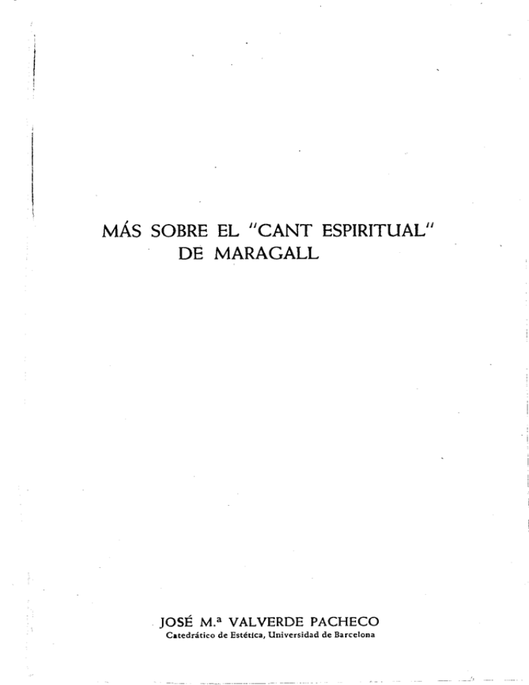 Más Sobre El "cant Espiritual" De Maragall