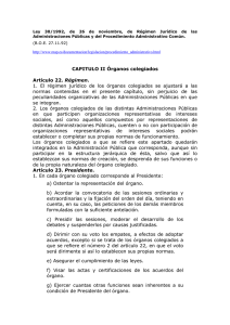 CAPITULO II Órganos colegiados Artículo 22. Régimen. 1. El