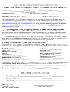 PORT CHESTER ATHLETIC PARTICIPATION APPROVAL FORM