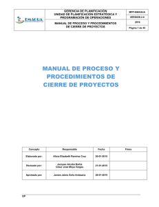 manual de proceso y procedimientos de cierre de proyectos
