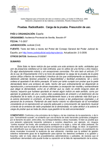 Pruebas. Radiodifusión. Carga de la prueba. Presunción