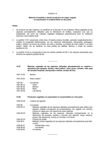 Capítulo 14 Materias trenzables y demás productos de origen