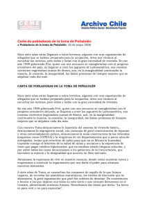Carta de pobladoras de la toma de Peñalolén
