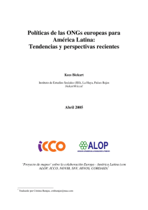 Políticas de las ONGs europeas para América Latina: Tendencias y